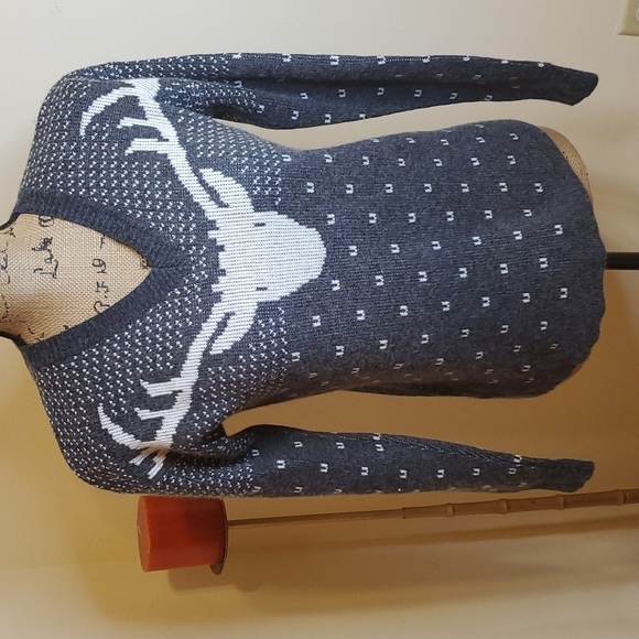 J Crew gray reindeer wool blend sweater size Small - Picture 1 of 9